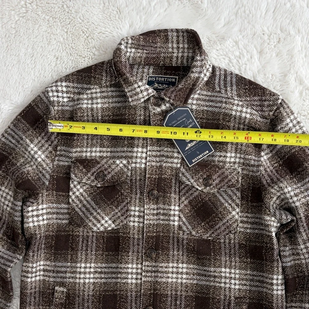 Distortion,Size L,Brown Plaid Men's Shirt Jacket